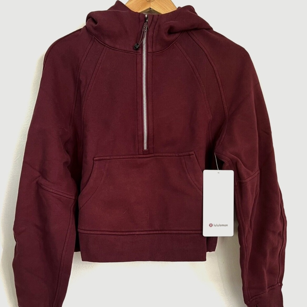 NWT Tag Lululemon Scuba Oversized 1/2 Half-Zip Hoodie Sweatshirt - Red Merlot